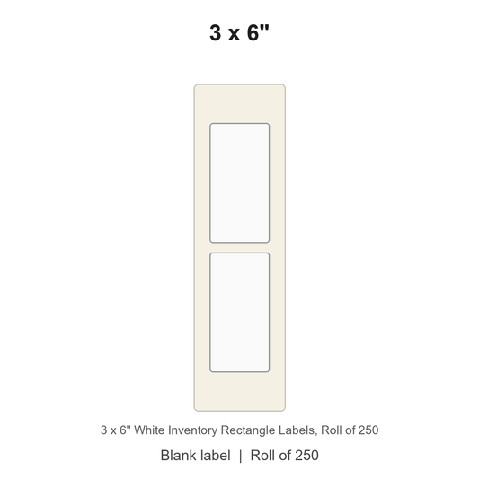 3 x 6" White Inventory Rectangle Labels