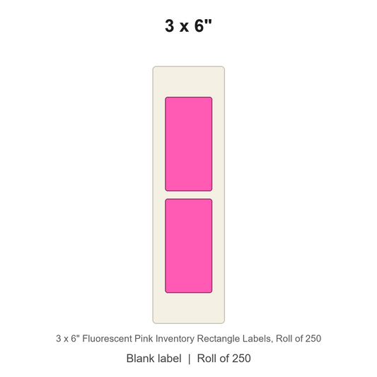3 x 6" Fluorescent Pink Inventory Rectangle Labels