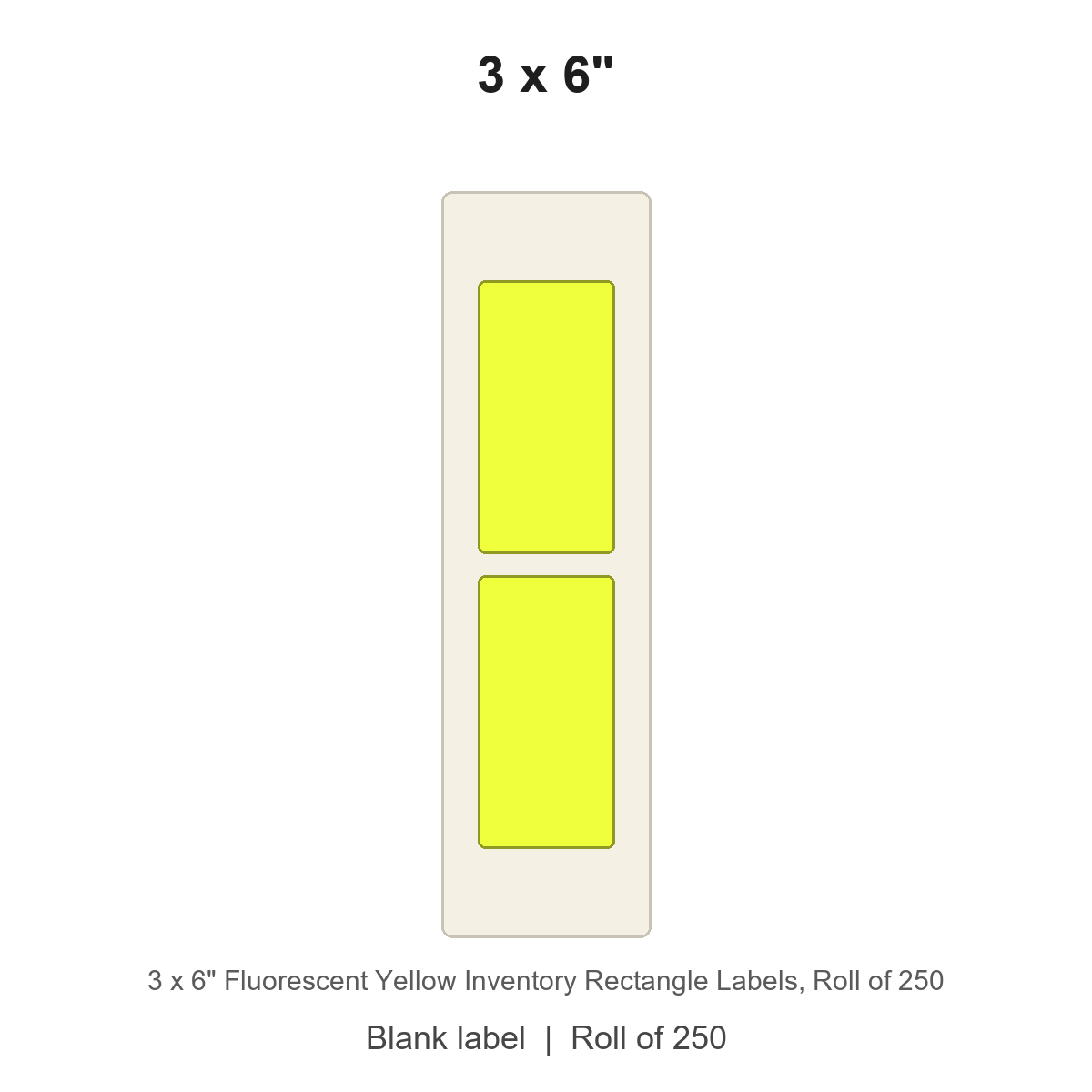 3 x 6" Fluorescent Yellow Inventory Rectangle Labels