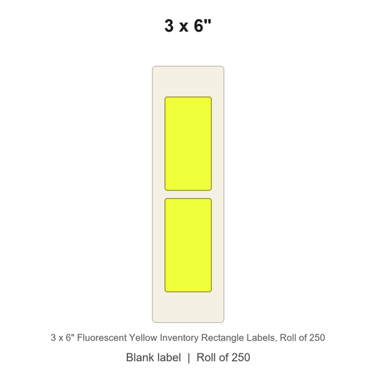 3 x 6" Fluorescent Yellow Inventory Rectangle Labels
