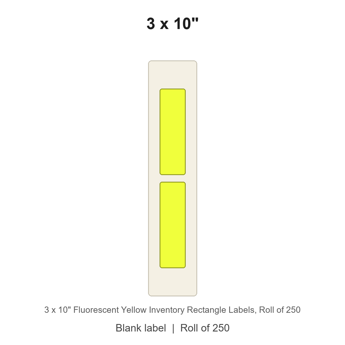 3 x 10" Fluorescent Yellow Inventory Rectangle Labels