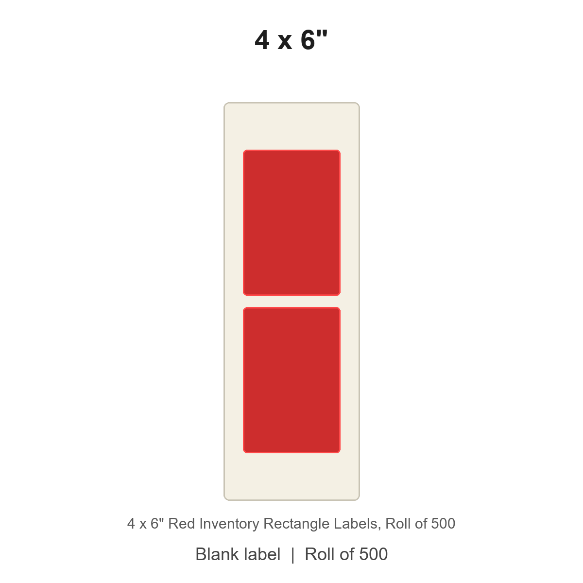 4 x 6" Red Inventory Rectangle Labels