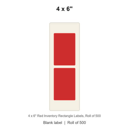 4 x 6" Red Inventory Rectangle Labels