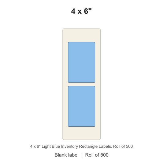 4 x 6" Light Blue Inventory Rectangle Labels