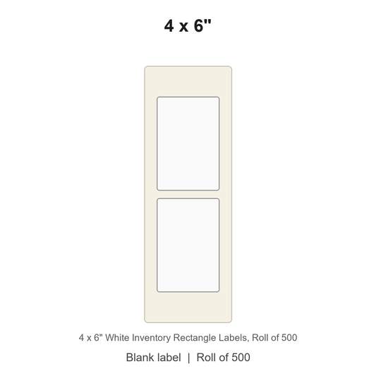 4 x 6" White Inventory Rectangle Labels