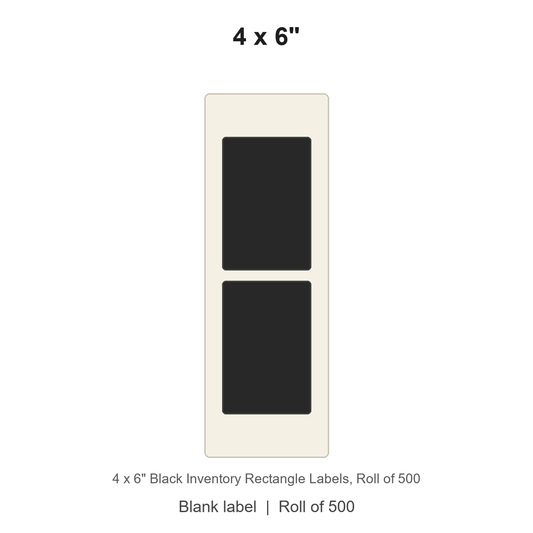 4 x 6" Black Inventory Rectangle Labels