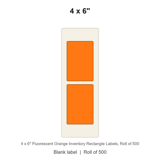 4 x 6" Fluorescent Orange Inventory Rectangle Labels