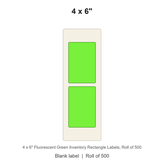 4 x 6" Fluorescent Green Inventory Rectangle Labels