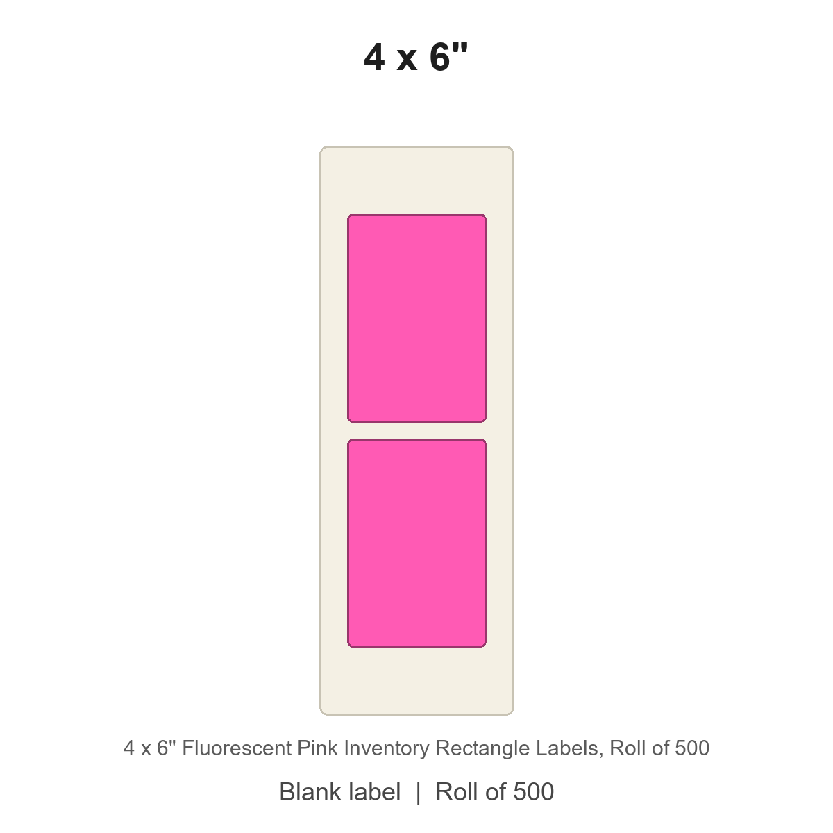 4 x 6" Fluorescent Pink Inventory Rectangle Labels