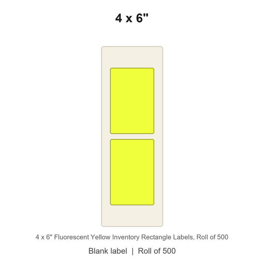 4 x 6" Fluorescent Yellow Inventory Rectangle Labels