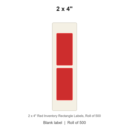 2 x 4" Red Inventory Rectangle Labels