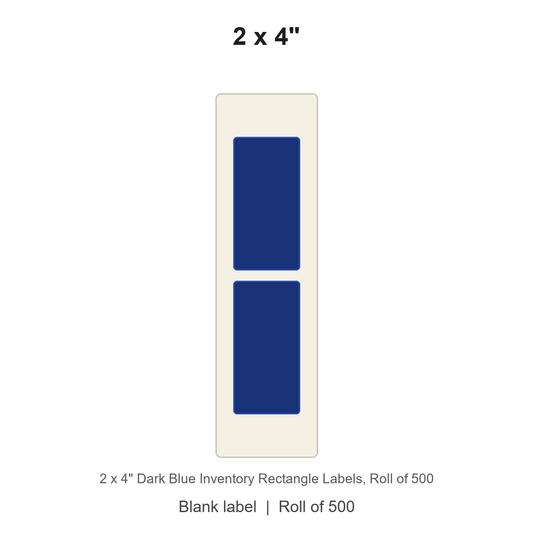 2 x 4" Dark Blue Inventory Rectangle Labels