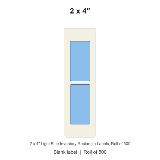 2 x 4" Light Blue Inventory Rectangle Labels