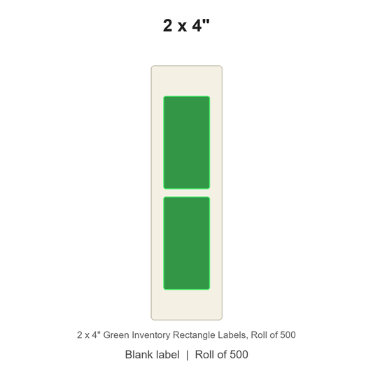 2 x 4" Green Inventory Rectangle Labels