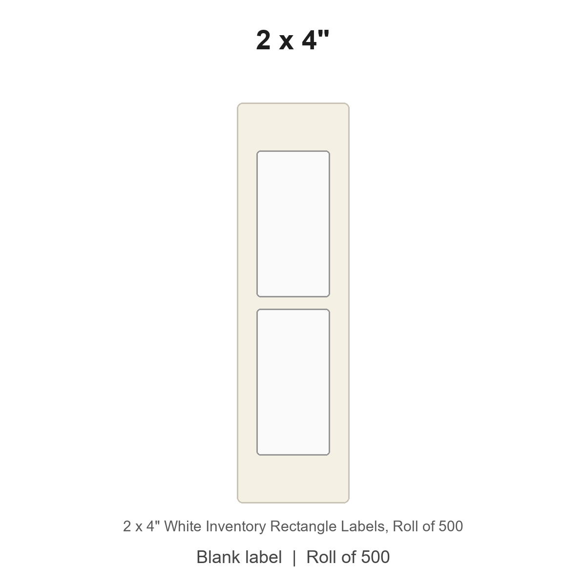 2 x 4" White Inventory Rectangle Labels