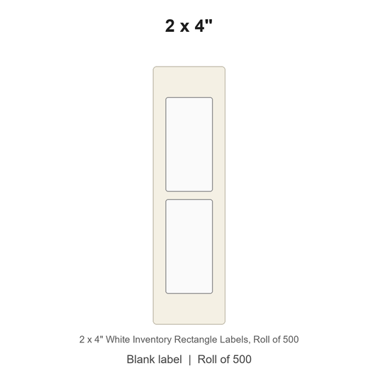 2 x 4" White Inventory Rectangle Labels