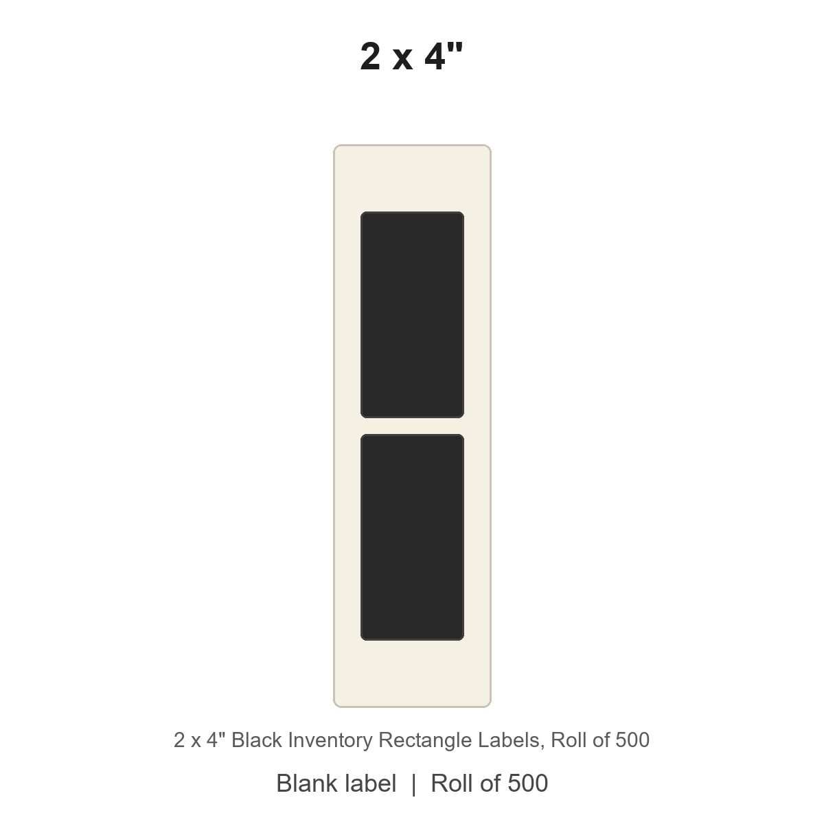2 x 4" Black Inventory Rectangle Labels