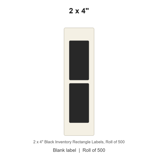 2 x 4" Black Inventory Rectangle Labels