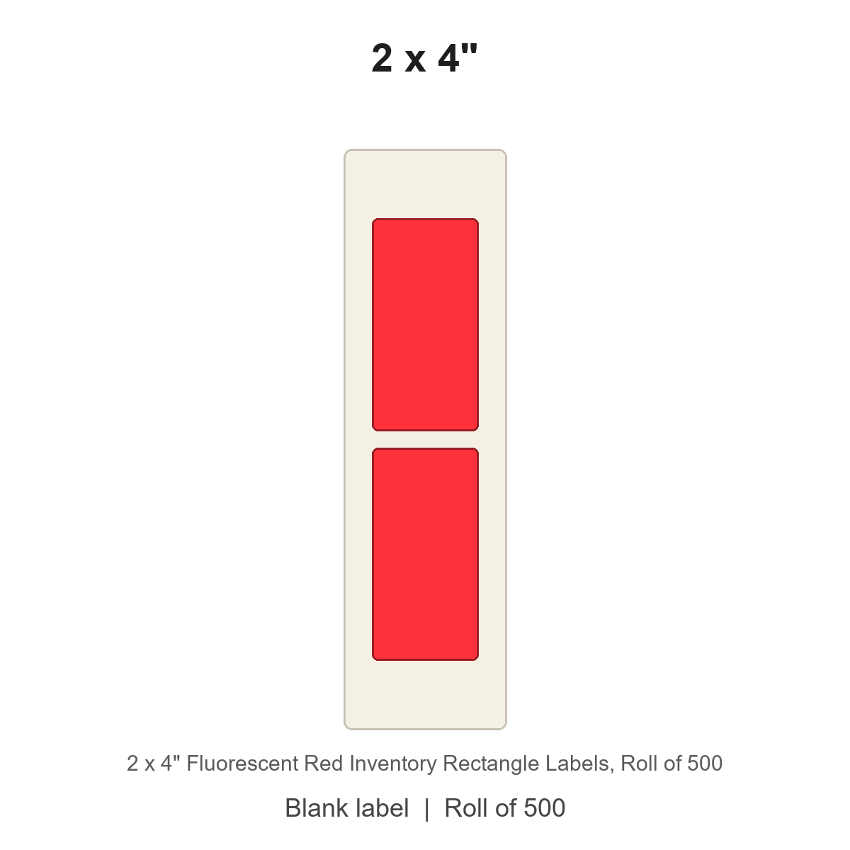 2 x 4" Fluorescent Red Inventory Rectangle Labels