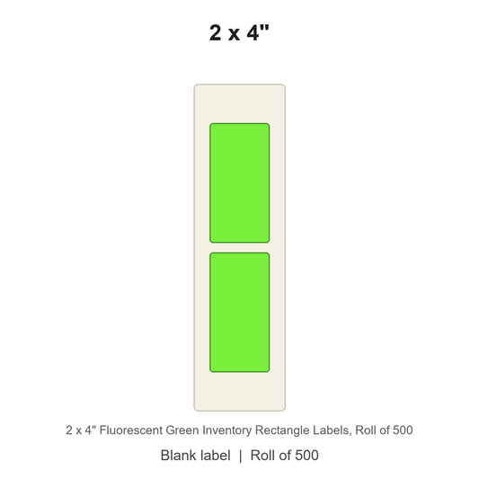 2 x 4" Fluorescent Green Inventory Rectangle Labels