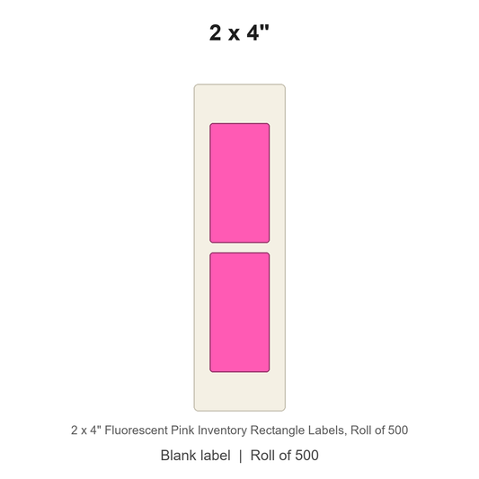 2 x 4" Fluorescent Pink Inventory Rectangle Labels