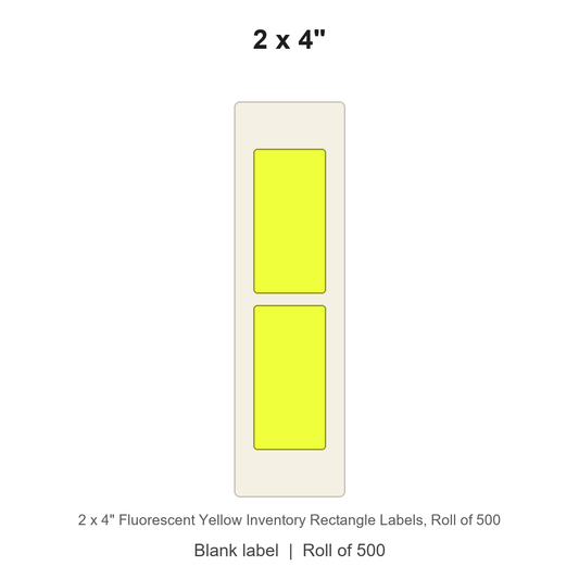 2 x 4" Fluorescent Yellow Inventory Rectangle Labels
