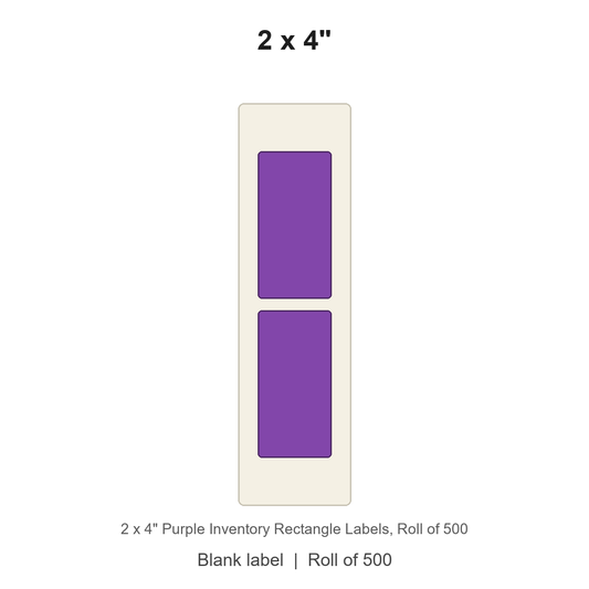 2 x 4" Purple Inventory Rectangle Labels