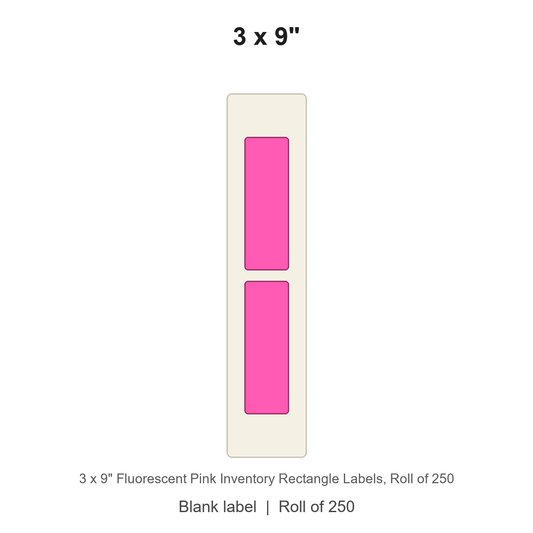 3 x 9" Fluorescent Pink Inventory Rectangle Labels