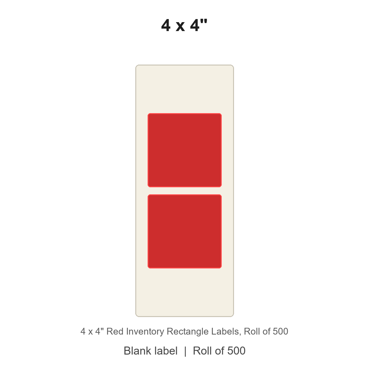 4 x 4" Red Inventory Rectangle Labels