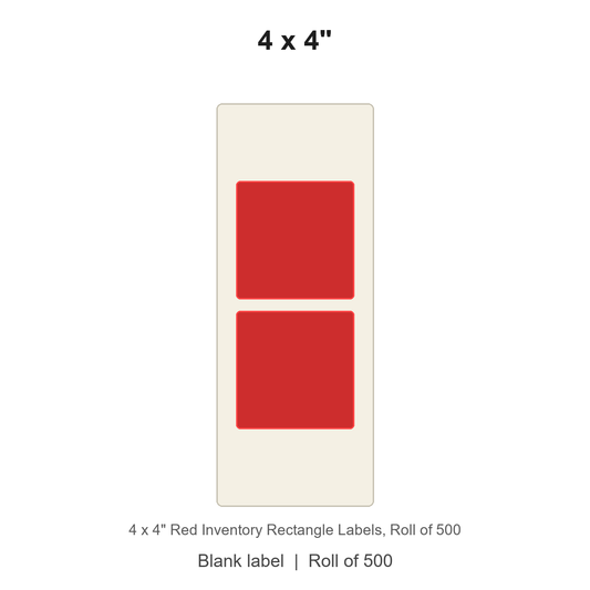 4 x 4" Red Inventory Rectangle Labels