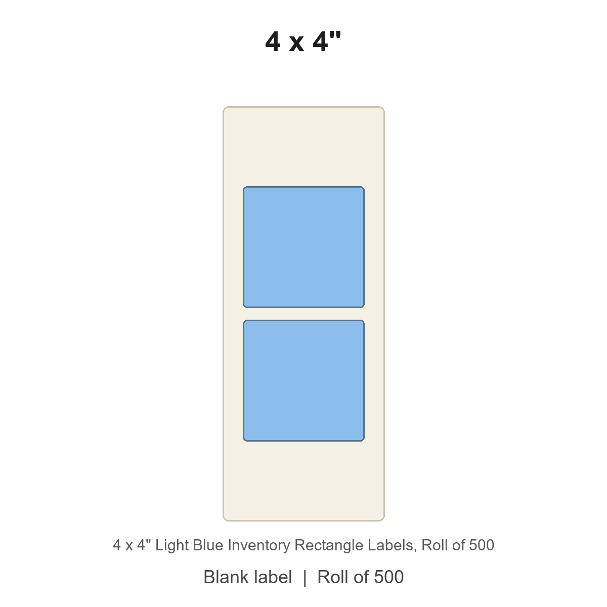 4 x 4" Light Blue Inventory Rectangle Labels