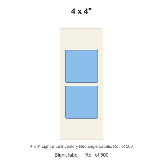 4 x 4" Light Blue Inventory Rectangle Labels