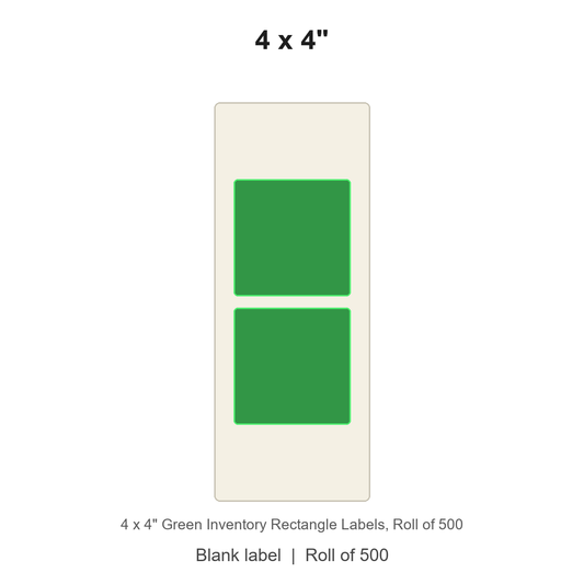4 x 4" Green Inventory Rectangle Labels