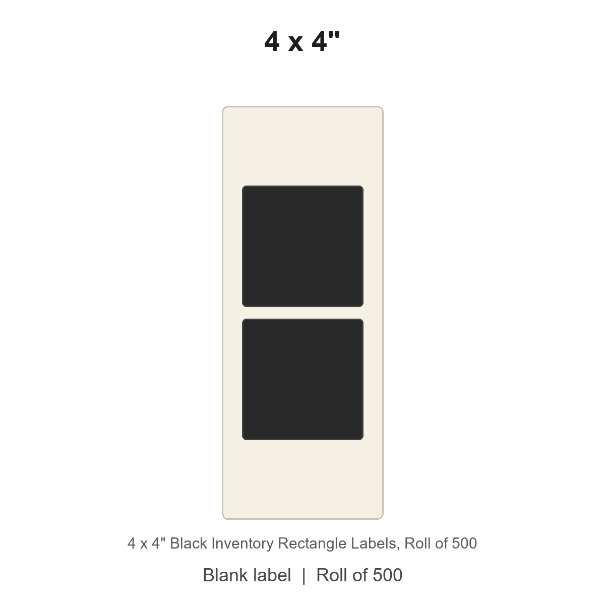4 x 4" Black Inventory Rectangle Labels