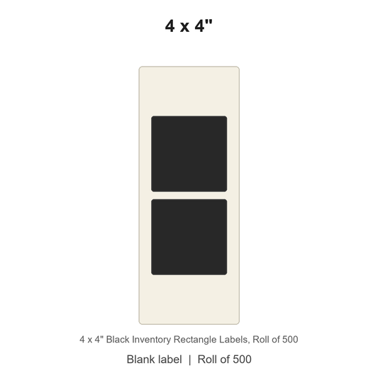 4 x 4" Black Inventory Rectangle Labels