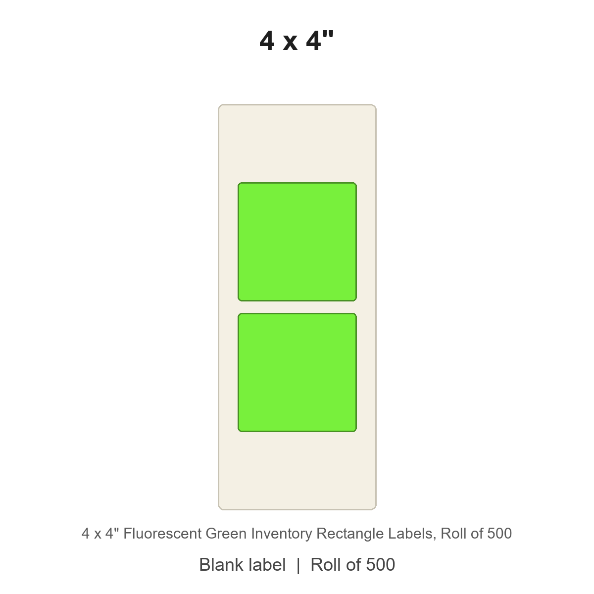 4 x 4" Fluorescent Green Inventory Rectangle Labels