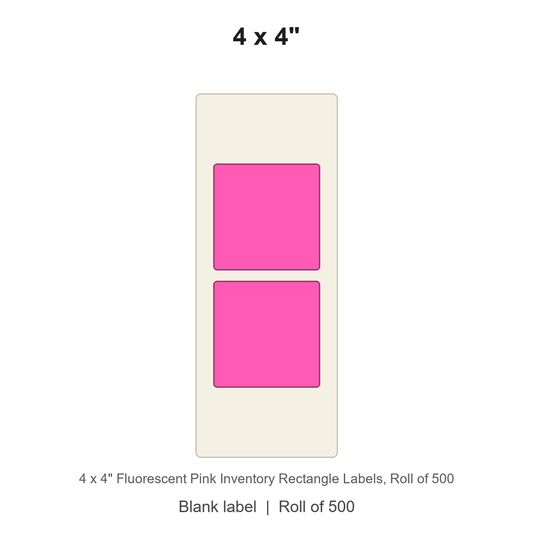 4 x 4" Fluorescent Pink Inventory Rectangle Labels