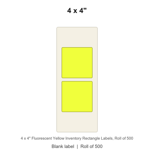 4 x 4" Fluorescent Yellow Inventory Rectangle Labels