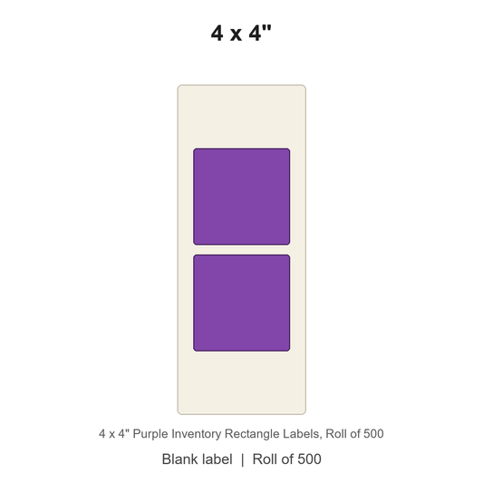 4 x 4" Purple Inventory Rectangle Labels