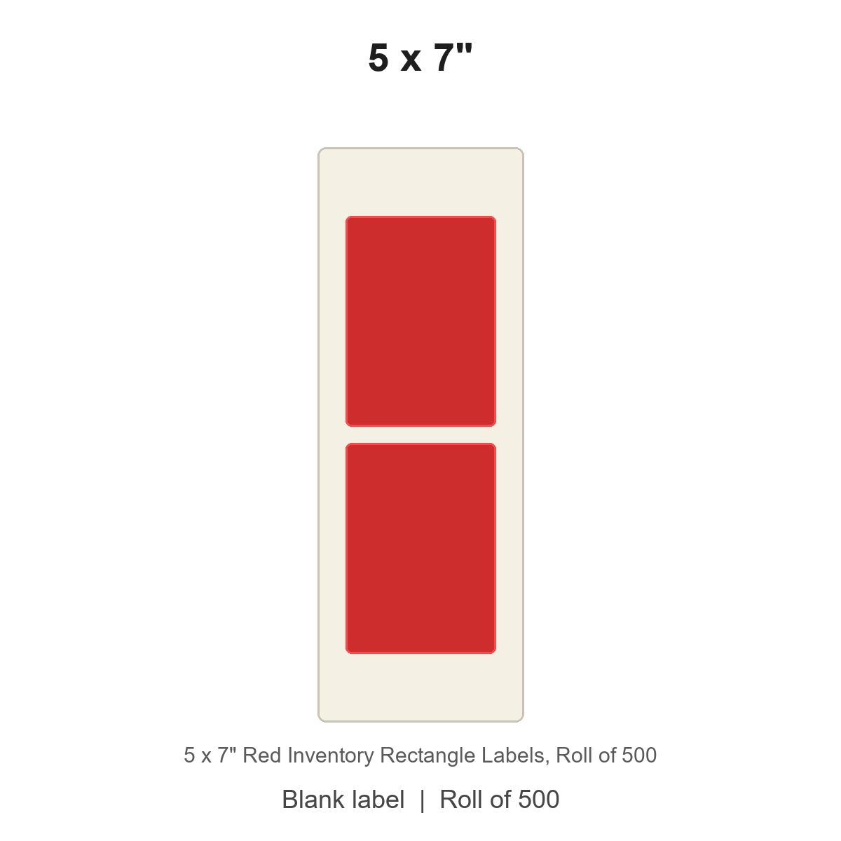 5 x 7" Red Inventory Rectangle Labels