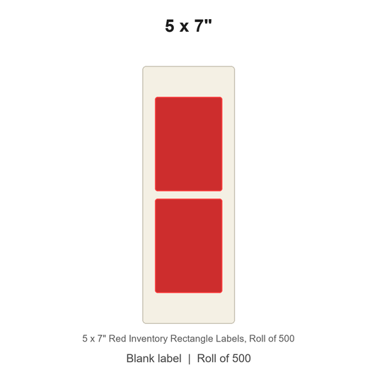 5 x 7" Red Inventory Rectangle Labels