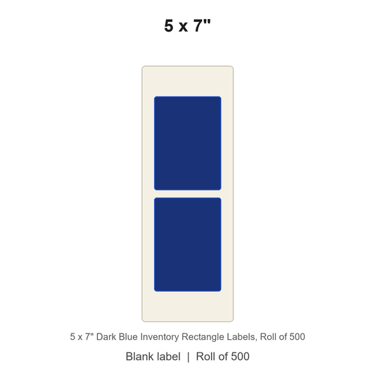 5 x 7" Dark Blue Inventory Rectangle Labels