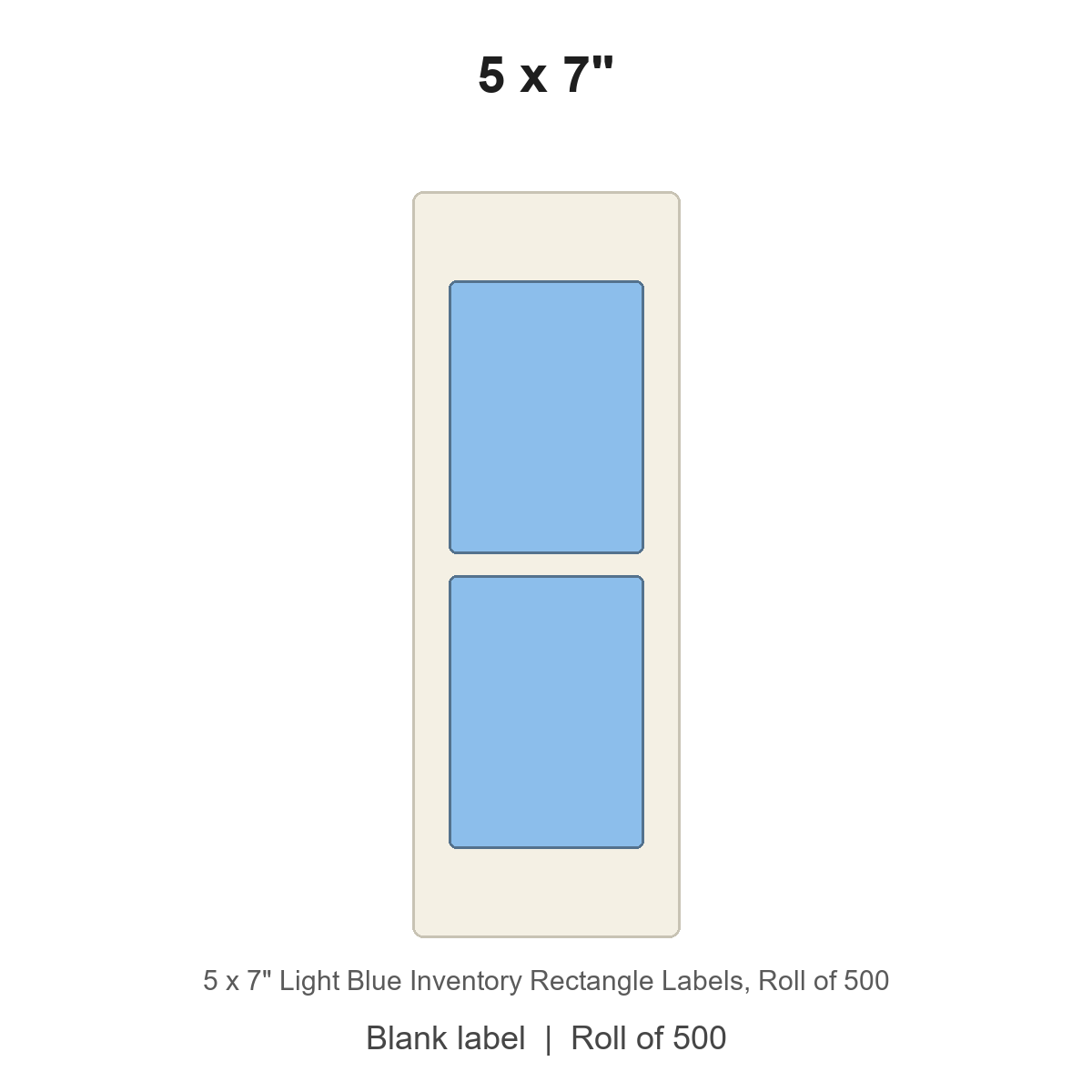 5 x 7" Light Blue Inventory Rectangle Labels
