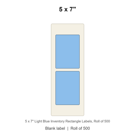5 x 7" Light Blue Inventory Rectangle Labels