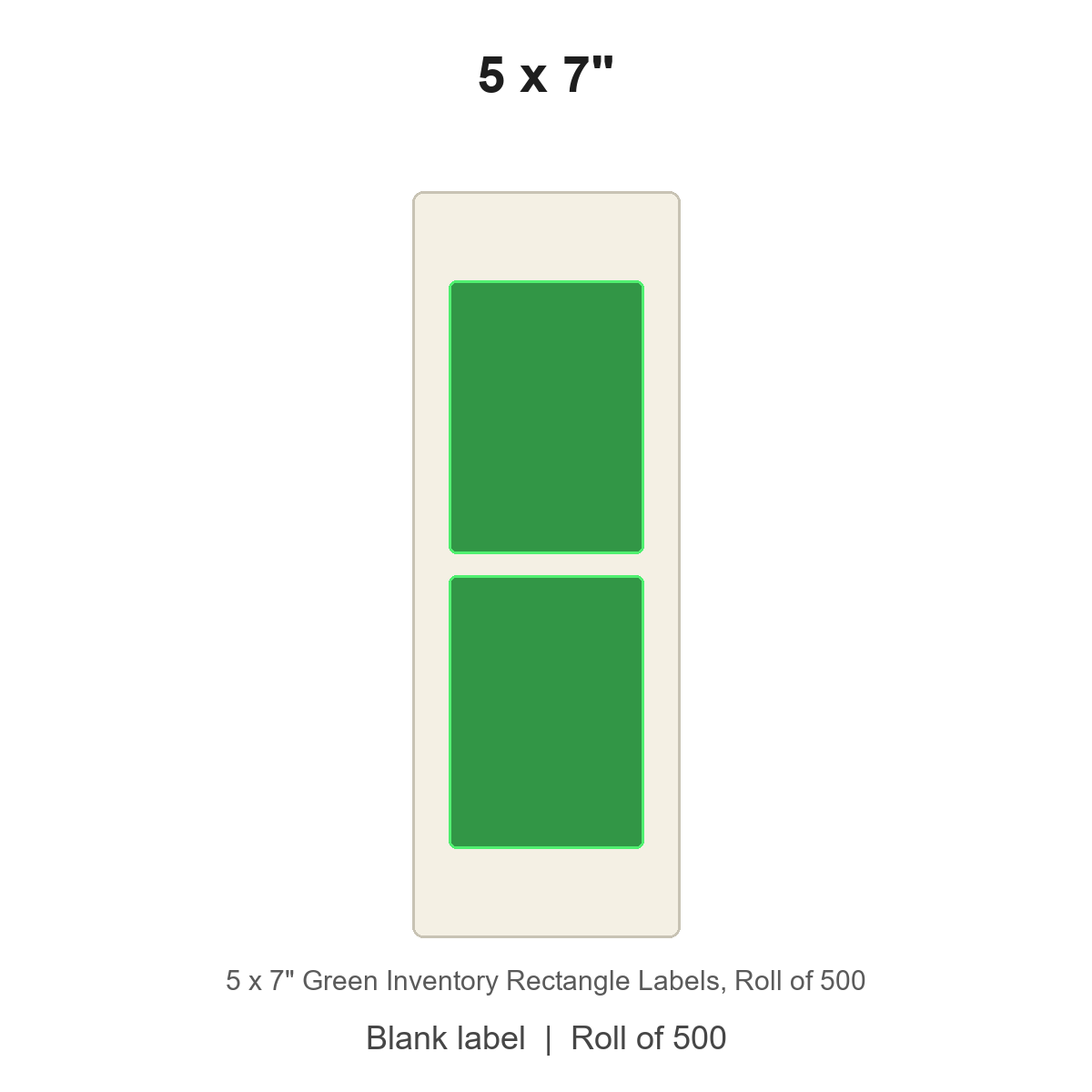 5 x 7" Green Inventory Rectangle Labels