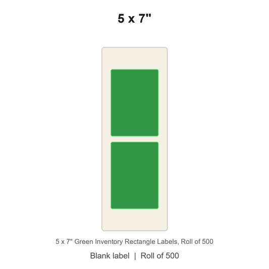 5 x 7" Green Inventory Rectangle Labels