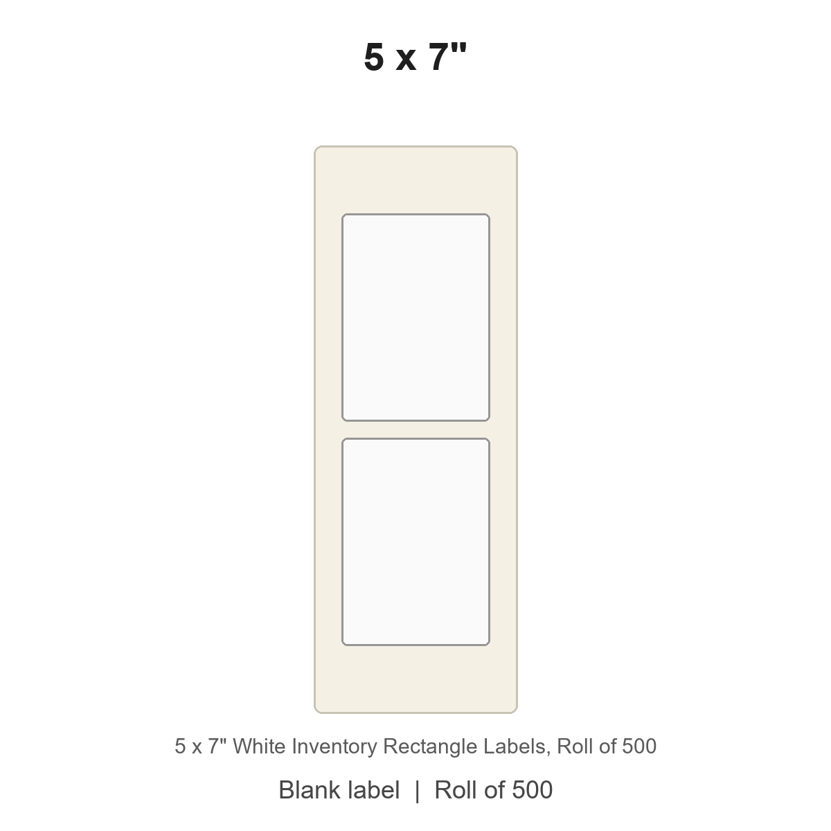 5 x 7" White Inventory Rectangle Labels