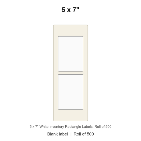 5 x 7" White Inventory Rectangle Labels