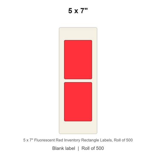 5 x 7" Fluorescent Red Inventory Rectangle Labels
