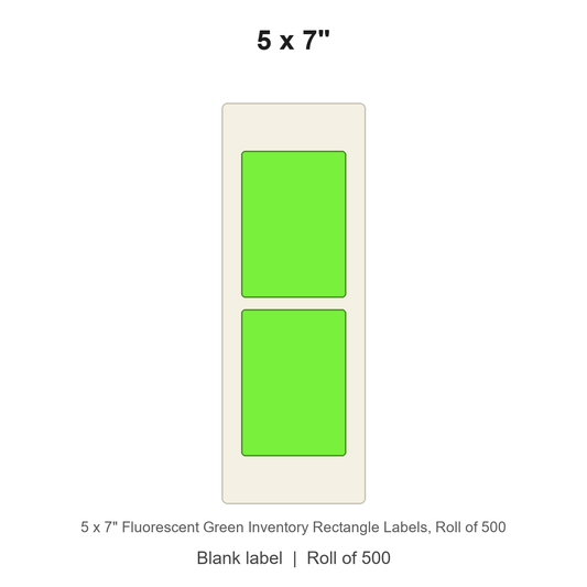 5 x 7" Fluorescent Green Inventory Rectangle Labels